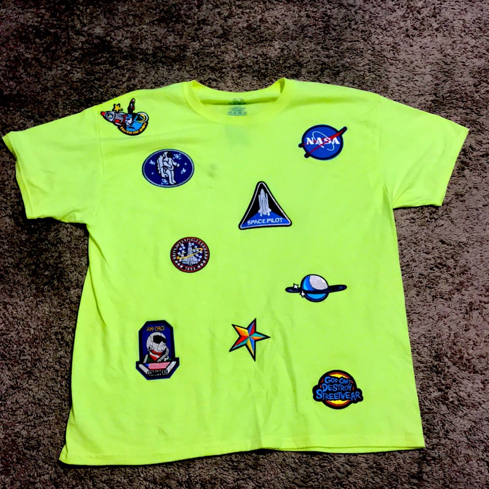 Custom made (NASA)neon shirt Sz.Large fruit of the LooM